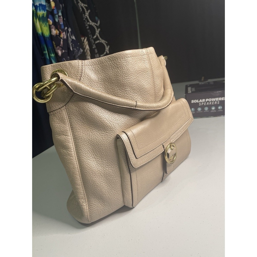 COACH 18889 PENELOPE Champagne Pearl Gold Pebbled Hobo Slouch 2011 FREE SHIPPING - Picture 7 of 16